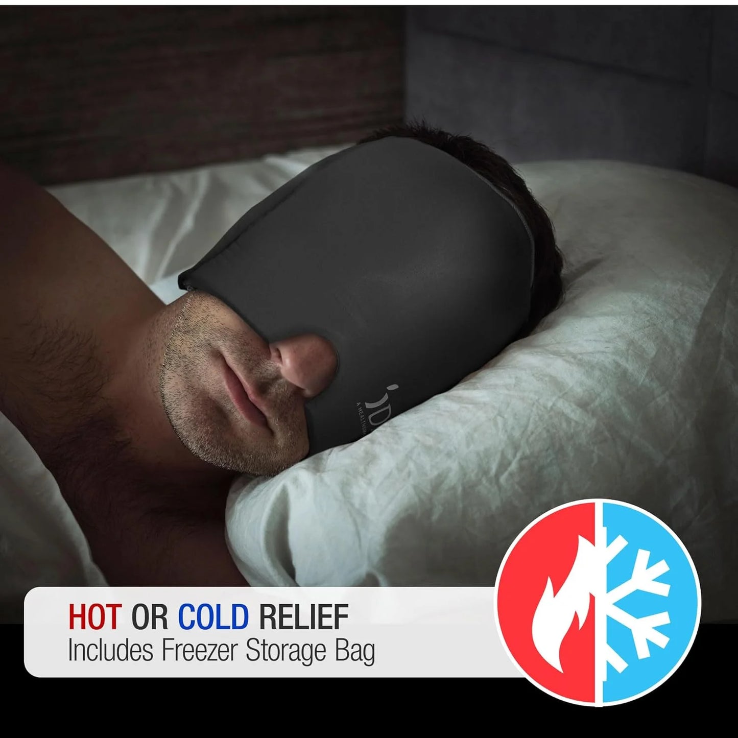 Ultra Migraine Relief Cap | Natural Headache Relief with Cold Eye Mask and Ice Pack